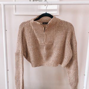 Cropped Half-Zip Sweater